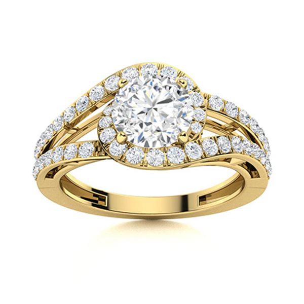 Natural 1.37 CTW Diamond Solitaire Ring 18K Yellow Gold