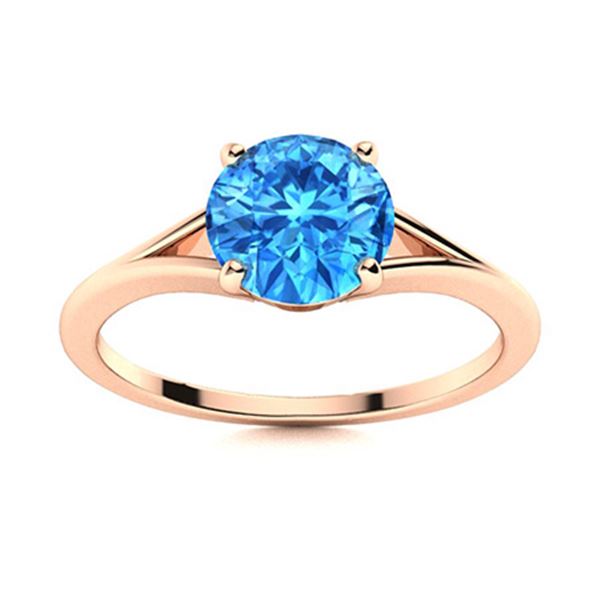 Natural 1.21 CTW Topaz Solitaire Ring 14K Rose Gold
