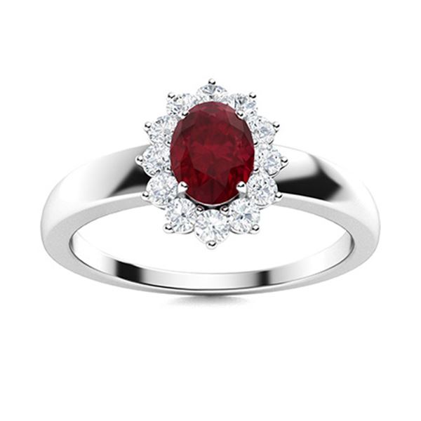 Natural 0.84 CTW Ruby & Diamond Engagement Ring 18K White Gold