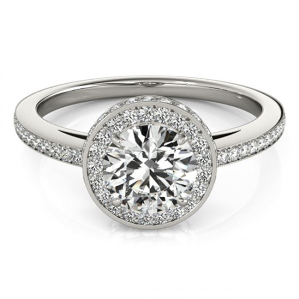 Natural 1.25 ctw Diamond Solitaire Halo Ring 14k White Gold