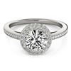 Image 1 : Natural 1.25 ctw Diamond Solitaire Halo Ring 14k White Gold