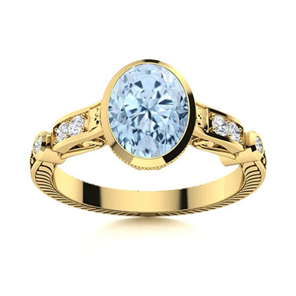 Natural 1.17 CTW Aquamarine & Diamond Engagement Ring 14K Yellow Gold