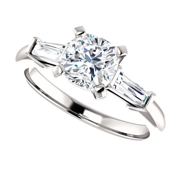Natural 2.02 CTW Cushion Cut 3-Stone Diamond Ring 14KT White Gold