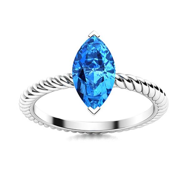 Natural 1.78 CTW Topaz Solitaire Ring 18K White Gold
