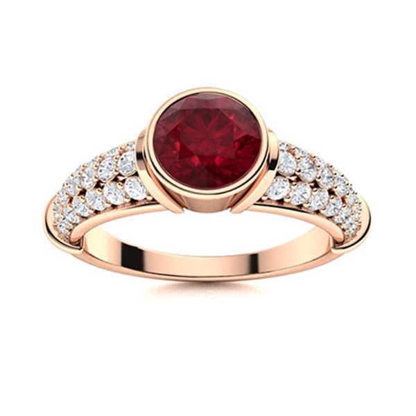 Natural 1.57 CTW Ruby & Diamond Engagement Ring 14K Rose Gold