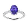 Image 1 : Natural 1.05 CTW Tanzanite & Diamond Engagement Ring 14K White Gold