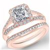Image 1 : Natural 2.32 CTW Halo Radiant Cut Split Shank Diamond Engagement Ring 14KT Rose Gold