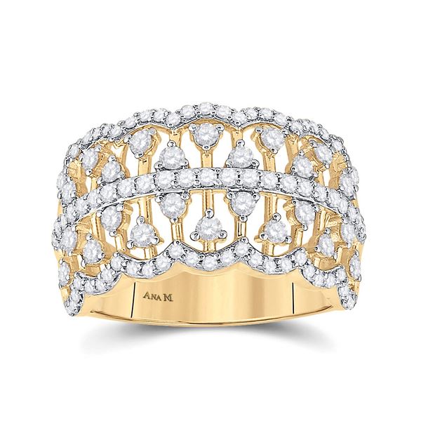 14kt Yellow Gold Womens Round Diamond Cocktail Fashion Ring 1 Cttw