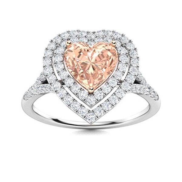 Natural 1.09 CTW Morganite & Diamond Engagement Ring 14K White Gold