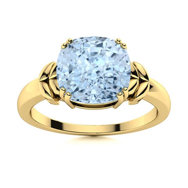 Natural 1.41 CTW Aquamarine Solitaire Ring 14K Yellow Gold