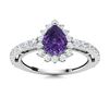 Image 1 : Natural 1.32 CTW Amethyst & Diamond Engagement Ring 18K White Gold