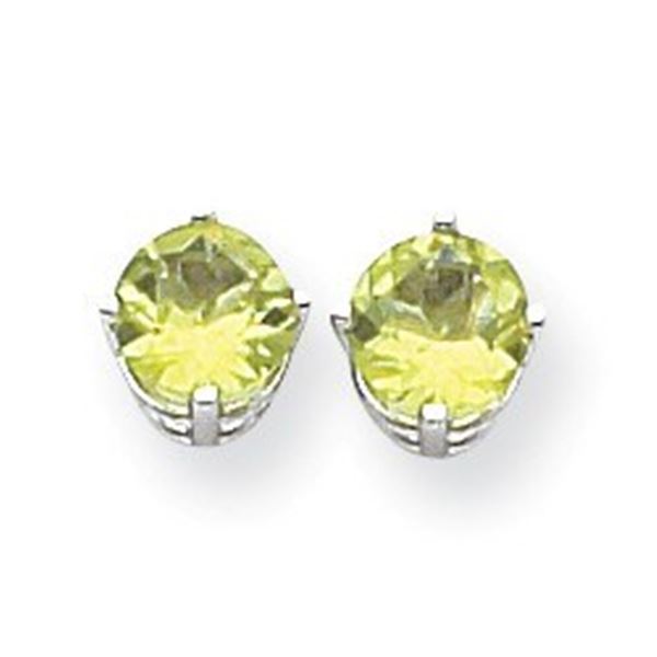 14k White Gold 6 mm Peridot Earrings