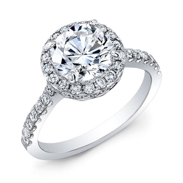 Natural 2.02 CTW Halo Round Cut Diamond Engagement Ring 14KT White Gold