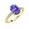 Image 2 : Natural 3.31 CTW Tanzanite & Diamond Engagement Ring 18K Yellow Gold