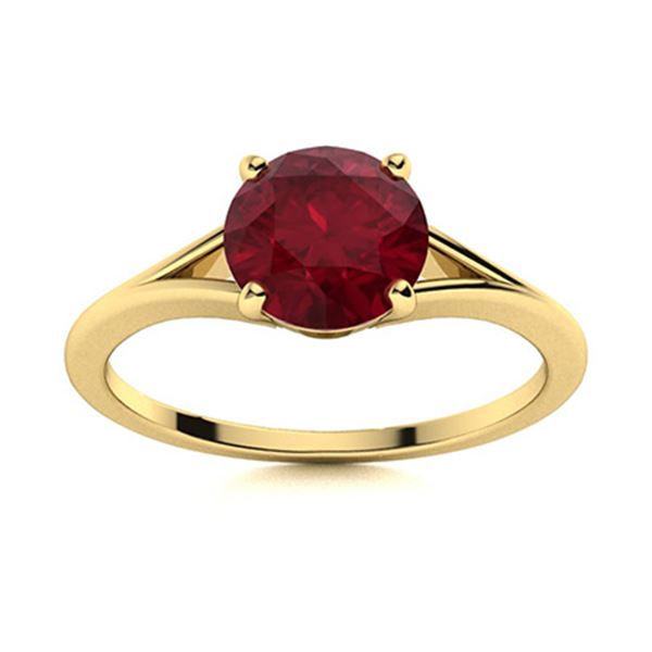 Natural 1.62 CTW Ruby Solitaire Ring 18K Yellow Gold