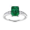 Image 1 : Natural 0.71 CTW Emerald & Diamond Engagement Ring 18K White Gold
