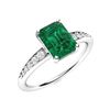 Image 2 : Natural 0.71 CTW Emerald & Diamond Engagement Ring 18K White Gold