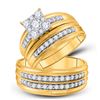 Image 1 : 14kt Yellow Gold His Hers Round Diamond Matching Wedding Set 1-1/3 Cttw