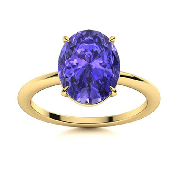 Natural 4.67 CTW Tanzanite Solitaire Ring 18K Yellow Gold