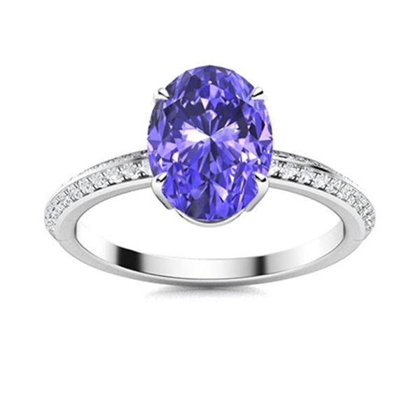 Natural 2.36 CTW Tanzanite & Diamond Engagement Ring 14K White Gold