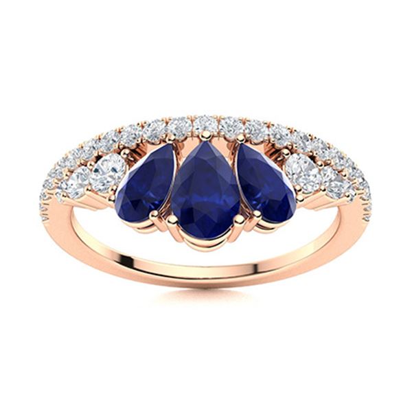 Natural 1.29 CTW Sapphire & Diamond Engagement Ring 14K Rose Gold