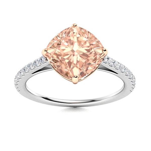 Natural 1.46 CTW Morganite & Diamond Engagement Ring 14K White Gold