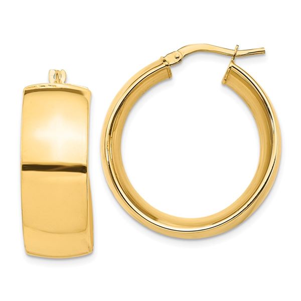 14k Yellow Gold Hoop Earrings - 10x26 mm