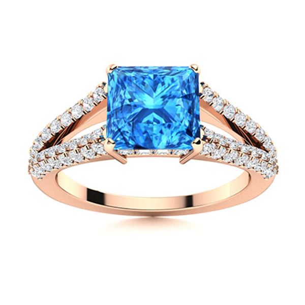 Natural 2.08 CTW Topaz & Diamond Engagement Ring 18K Rose Gold