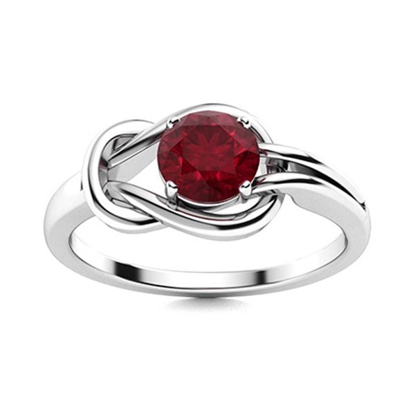 Natural 0.59 CTW Ruby Solitaire Ring 18K White Gold