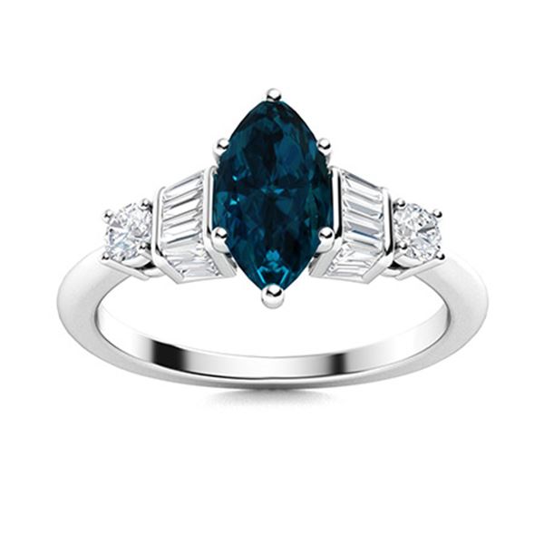 Natural 1.50 CTW Topaz & Diamond Engagement Ring 14K White Gold