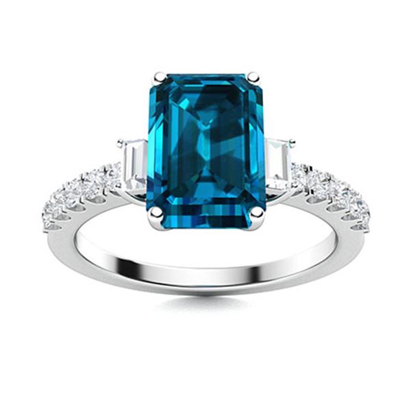 Natural 3.36 CTW Topaz & Diamond  Engagement Ring 18K White Gold