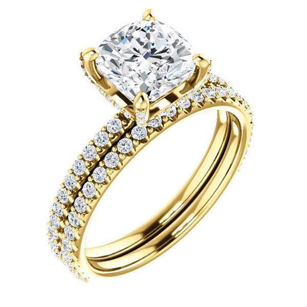 Natural 2.92 CTW Halo Cushion Cut Diamond Ring 18KT Yellow Gold