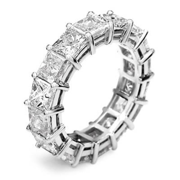 Natural 6.52 CTW Princess Cut Diamond Eternity Ring 18KT White Gold