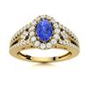 Image 1 : Natural 1.0 CTW Ceylon Sapphire & Diamond Engagement Ring 18K Yellow Gold