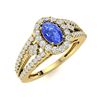 Image 2 : Natural 1.0 CTW Ceylon Sapphire & Diamond Engagement Ring 18K Yellow Gold