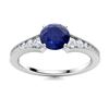 Image 1 : Natural 1.01 CTW Sapphire & Diamond Engagement Ring 18K White Gold