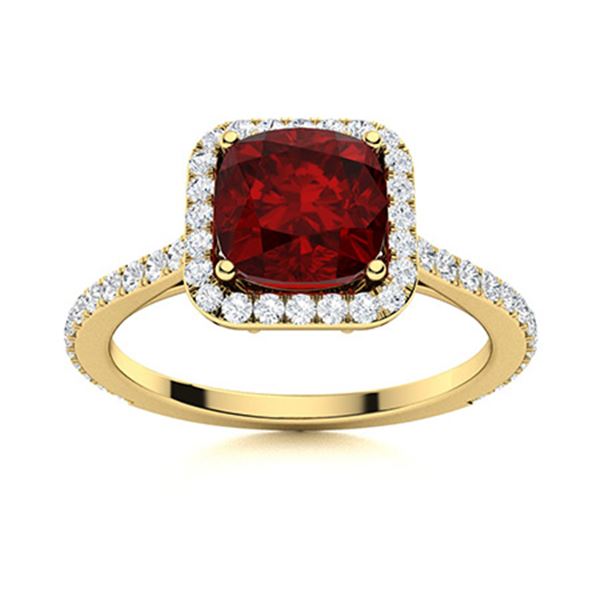 Natural 1.16 CTW Garnet & Diamond Engagement Ring 14K Yellow Gold