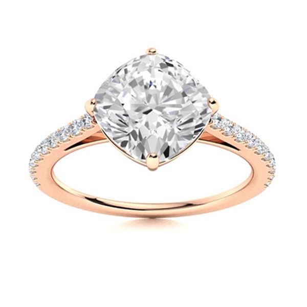 Natural 3.21 CTW Diamond Solitaire Ring 14K Rose Gold