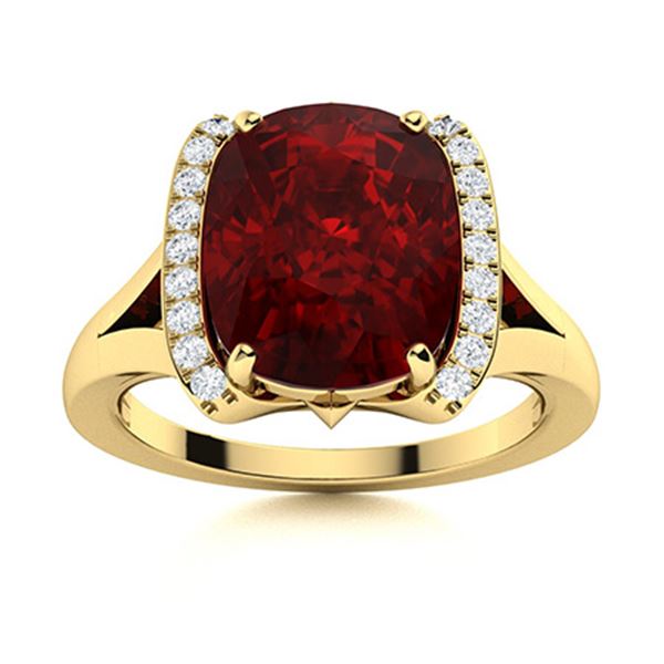 Natural 3.18 CTW Garnet & Diamond Engagement Ring 14K Yellow Gold