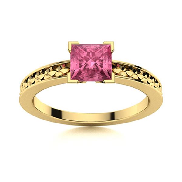 Natural 1.22 CTW Tourmaline Solitaire Ring 18K Yellow Gold