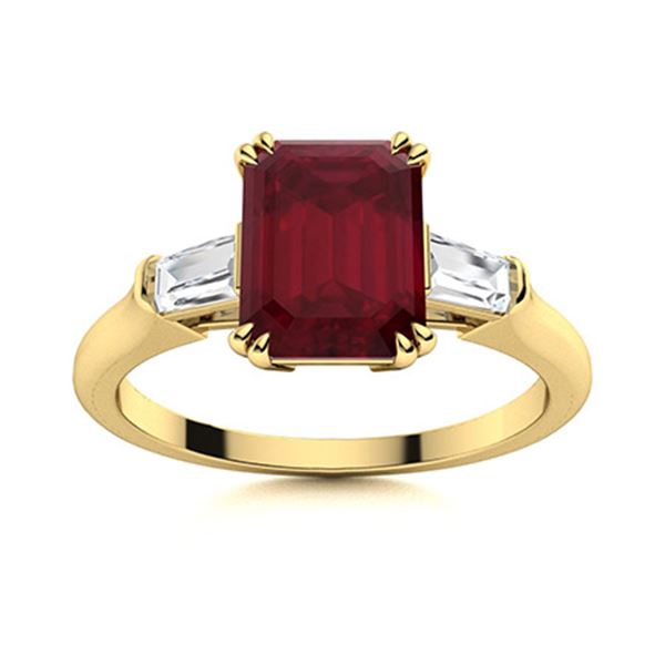 Natural 1.78 CTW Ruby & Diamond Engagement Ring 18K Yellow Gold