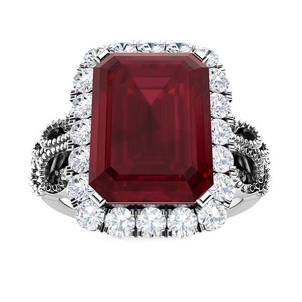 Natural 4.14 CTW Ruby & Diamond Engagement Ring 18K White Gold