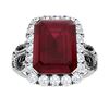 Image 1 : Natural 4.14 CTW Ruby & Diamond Engagement Ring 18K White Gold