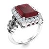 Image 2 : Natural 4.14 CTW Ruby & Diamond Engagement Ring 18K White Gold