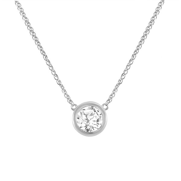Natural 1.28 CTW Queen Bezel Diamond Pendant Necklace 18KT White Gold