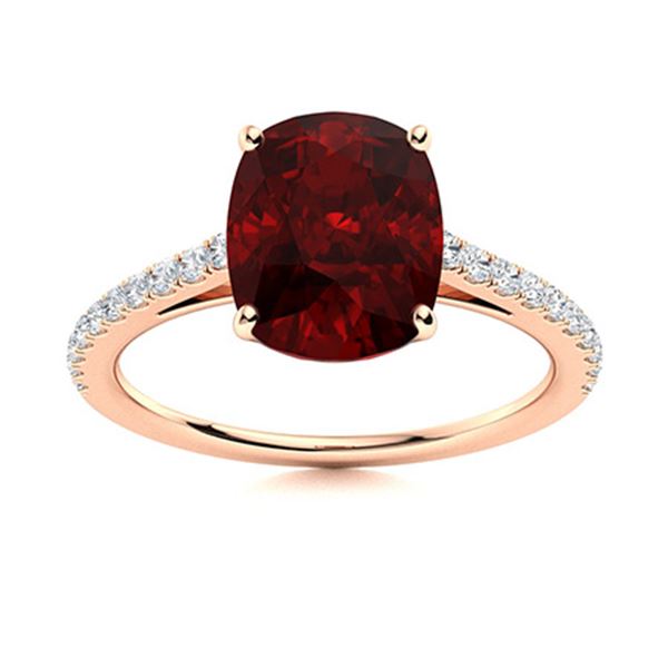 Natural 1.58 CTW Garnet & Diamond Engagement Ring 14K Rose Gold