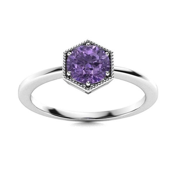 Natural 0.41 CTW Iolite Solitaire Ring 14K White Gold