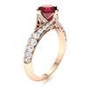Image 2 : Natural 1.85 CTW Ruby & Diamond Engagement Ring 18K Rose Gold