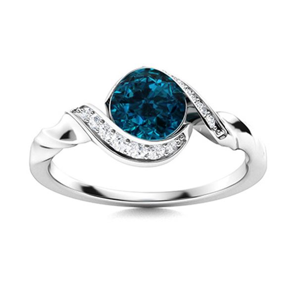 Natural 1.19 CTW Topaz & Diamond Engagement Ring 18K White Gold