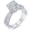 Image 1 : Natural 2.33 CTW Cushion Cut Cross Over Split Shank Diamond Engagement Ring 18KT White Gold